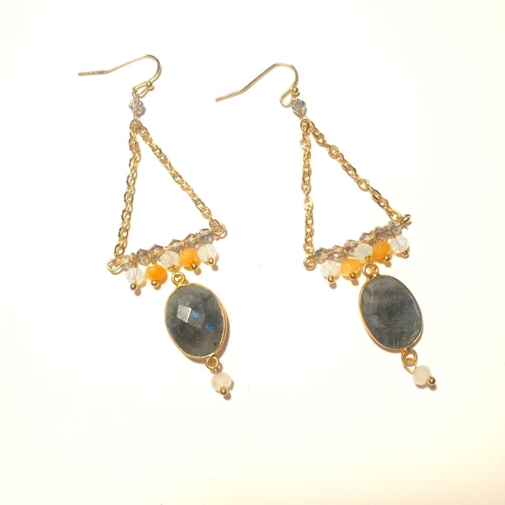 Semiprecious Labradorite Dangle Earrings NEW